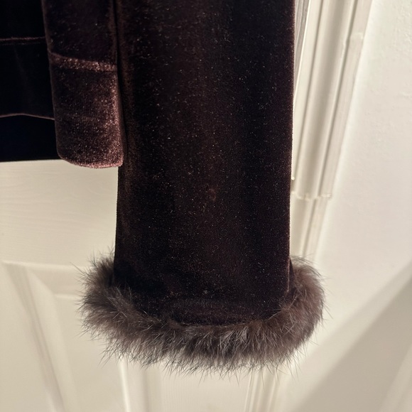 Jasmine Rose Faux Fur trim brown velour hooded jacket size XL - Picture 3 of 5